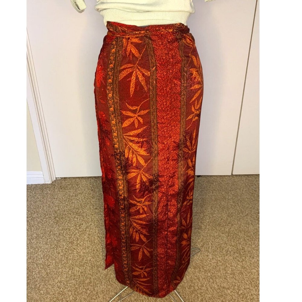 Jonathan Martin Boho Hippie Printed Tropical Red/ Orange Skirt Sarong SIZE SMALL